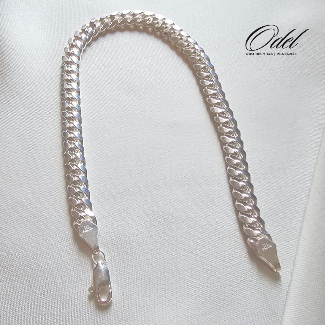 Pulso Estilo Cubano 22cm (grueso) - Plata .925