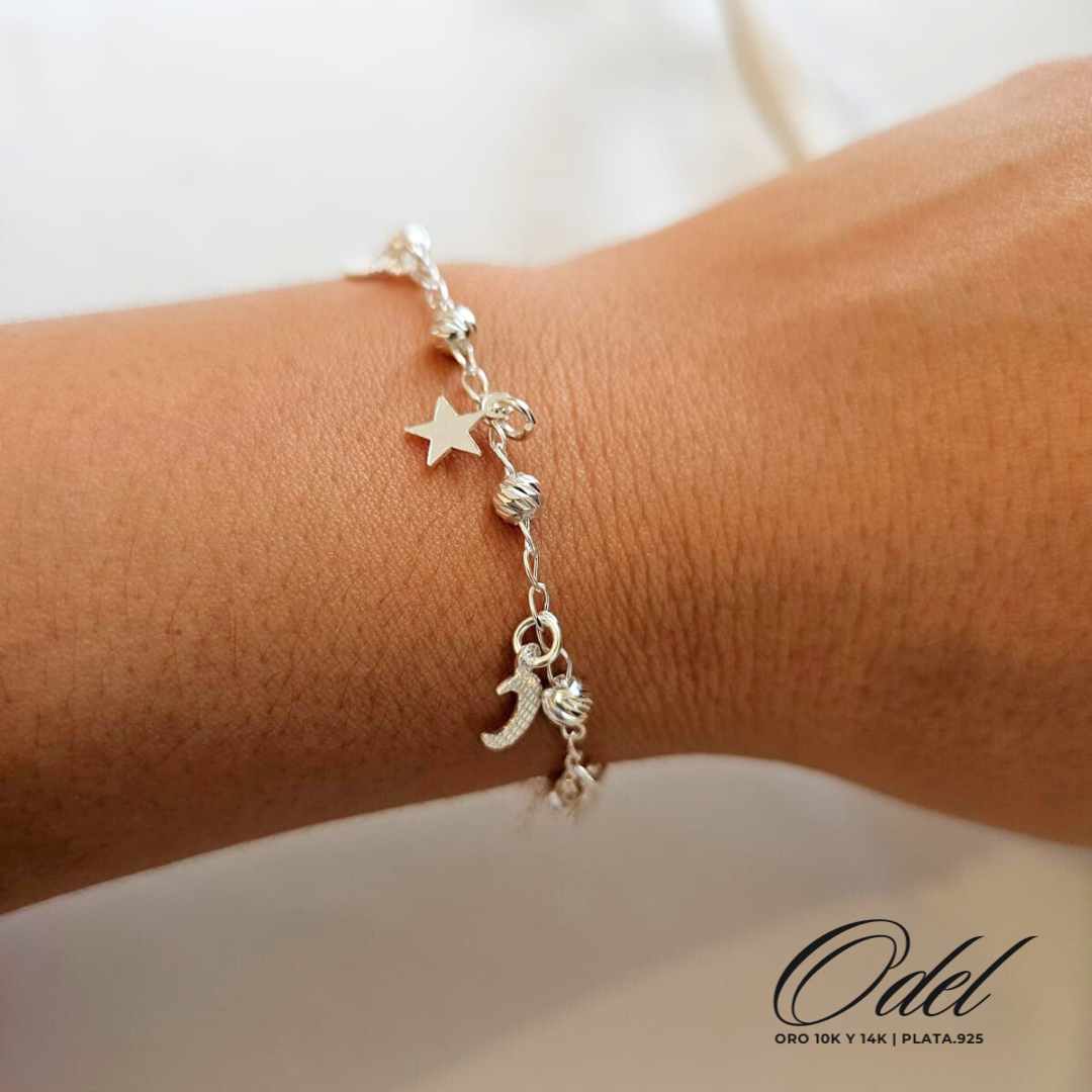 Pulsera Plata .925 - Luna y Estrellas